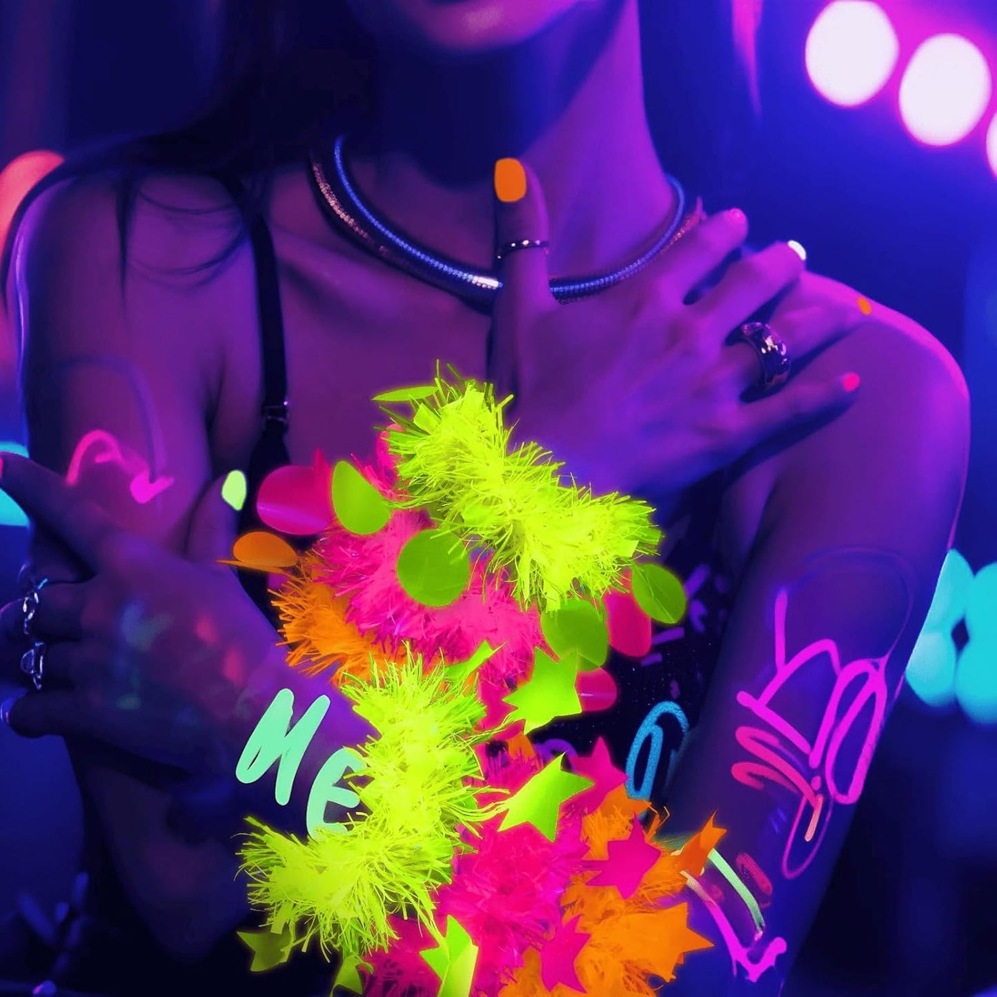 Mega-L 12 Pcs Glow in The Dark Party Bracelet, Glow in The Dark Party Supplies, Neon Fluorescent Blacklight Bracelet Party Favors, Glow Photo Booth Props Bracelets Accessories for Women, Men