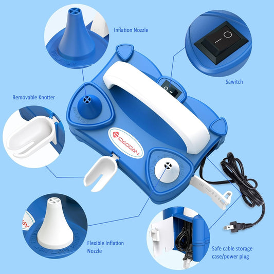 IDAODAN Electric Air Balloon Pump Portable Dual Nozzle 110V 600W Electric Balloon Blower Pump/Electric Balloon Inflator for Kids Party Decoration