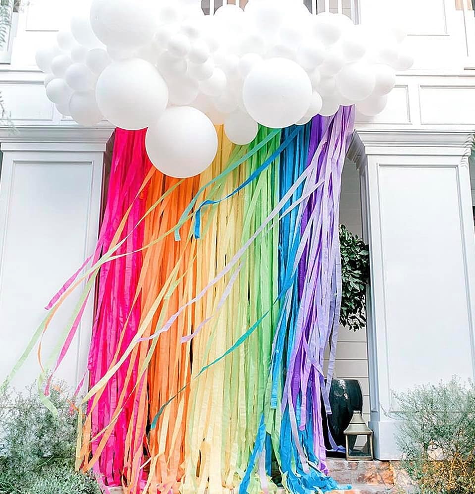 Streamers Paper 433ft Long 1.77in Wide Crepe Paper Streamers, Tassels Paper for Party Decorations Wedding,Festival (Rainbow Streamers 6 Packs)