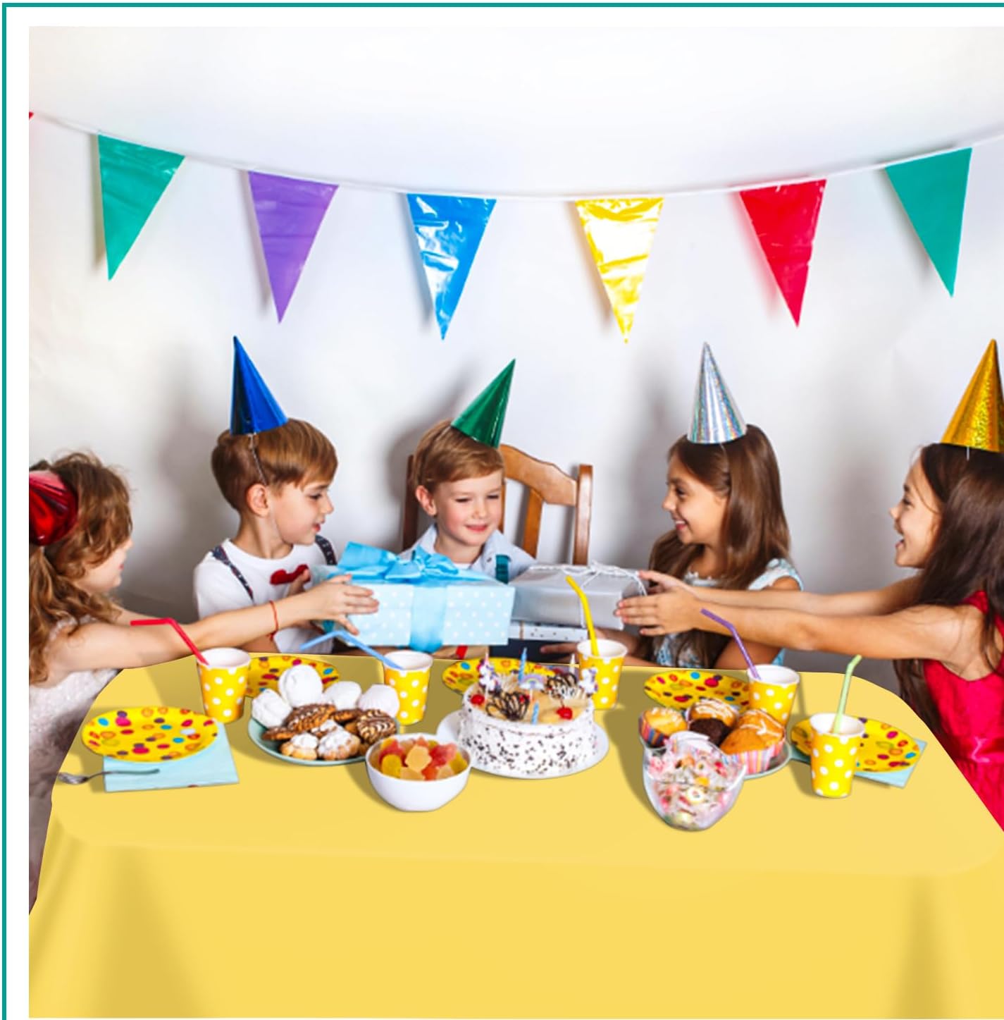 tujol Royal Blue 6 Pack Plastic Table Cloth 54" x 108", Disposable Tablecloths Rectangle Table Cover, Plastic Tablecloths for Parties
