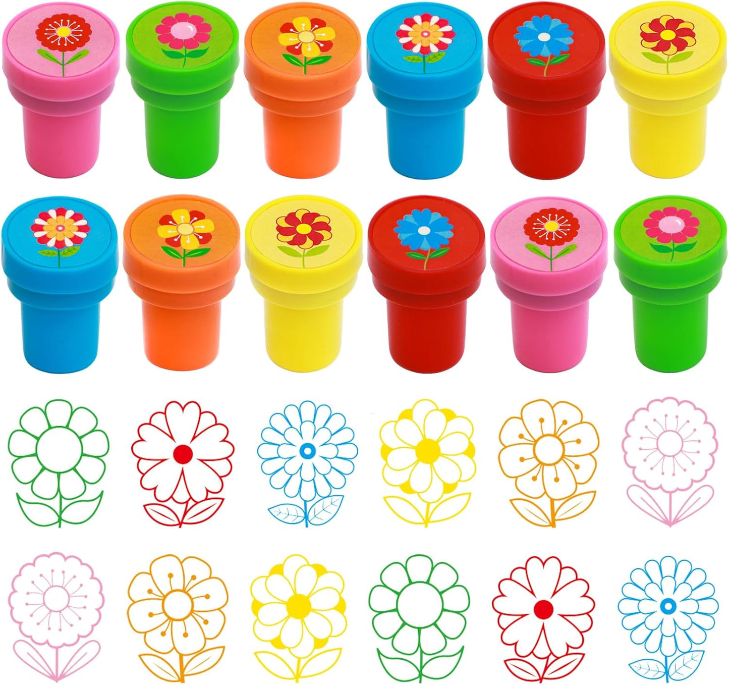 Fancy Land Flower Stamps Self Inking Spring Stampers for Kids Party Supplies Easter Basket Fillers School Classroom Students Reward Favors 12Pcs