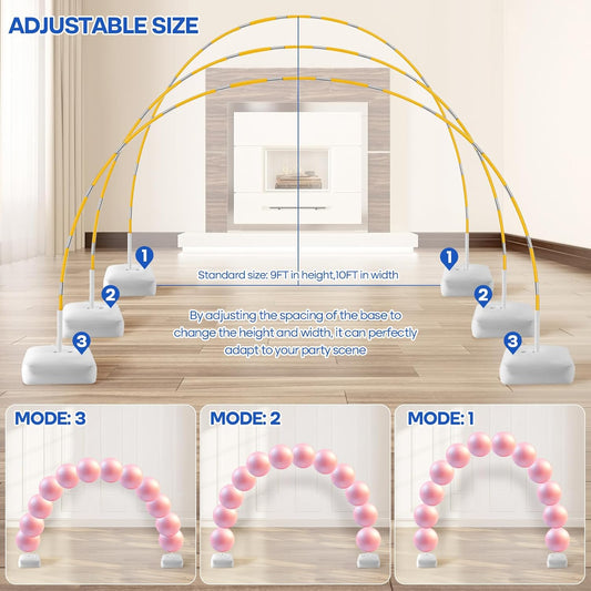 Balloon Arch Stand Kit with Electric Balloon Pump, 10ft Adjustable Arch Frame with Stable Water Base, Easy Setup Reusable Support for Balloons Decoration, Wedding, Birthday, Baby Shower Backdrop