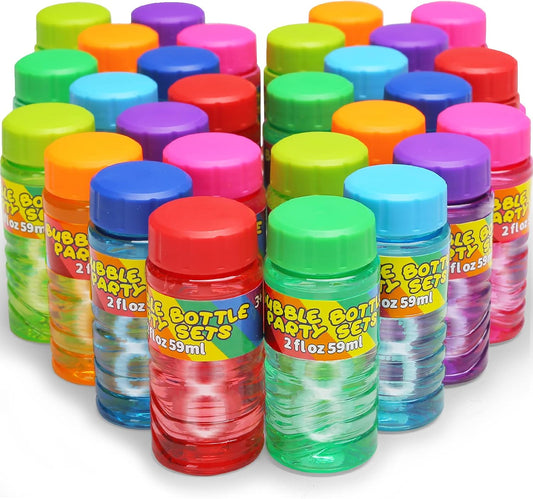 32 Pack Bubble Bottles Bulk for Kid (8 Colors), Bubbles Wand Attached to the Lid, Blow Bubble Solution Set with Gift Box for Child Party Favors Supplies, Outdoor Summer Toy, Birthday, Goody Bag Filler