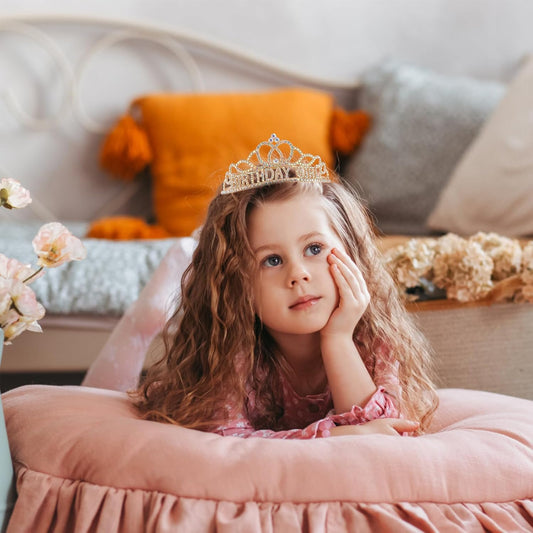 Chanaco Happy Birthday Crown and Sash Kit for Women and Girls - Rhinestone Tiara and Sashes with 'BIRTHDAY GIRL' Sash for Party Favors