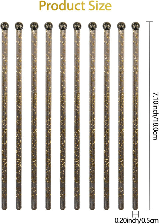 hapray 100-PCS 5 Colol Plastic Swizzle Sticks, Crystal Cake Pops, Cocktail Coffee Drink Stirrers, Stir Sticks, 7.24 Inch (Pink, Yellow, Blue, Purple, Green)