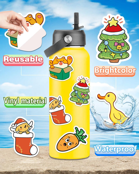 Apakkai 600 Pcs Cute Stickers for Kids, Water Bottle Stickers for Teens, Kawaii Vinyl Phone Laptop Skateboard Animal Waterproof Sticker, Bulk Aesthetic Sticker Packs for Boys Girls Teacher