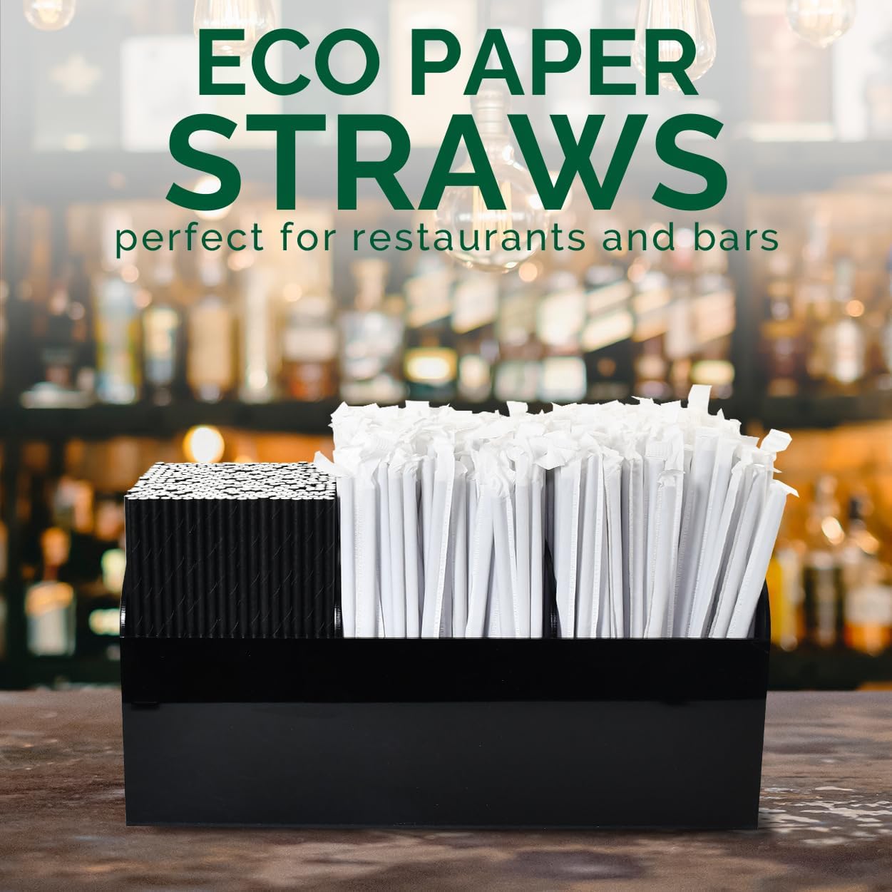 Black Paper Straws 1000 Count - 7.75" x 0.24", 100% Biodegradable & Compostable, Disposable Drinking Straws Bulk - Cocktail, Bars, Restaurants