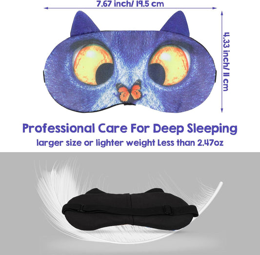 Dimeho 4 Pcs Funny Sleep Mask Cute Animal Blindfolds Soft Adjustable Sleeping Eyeshade Travel Nap Eye Cover for Men Women Plane Game Night Sleeping Cat Dog Pattern