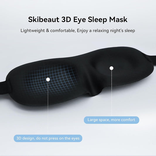 SkiBeau Cute 3D Sleeping Eye Mask Funny Blindfold 2 Pack Travel Sleep Masks Super Soft Weird Eye Cover for Men Women and Kids