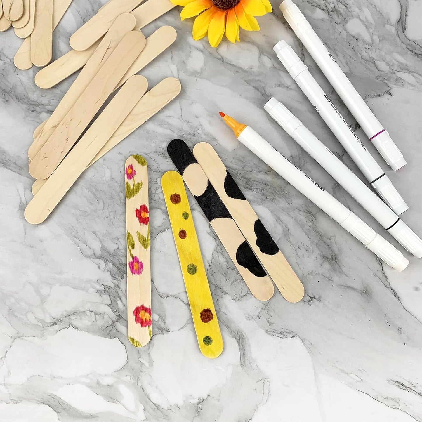 KTOJOY 100Pcs Jumbo Wooden Craft Sticks Popsicle Stick 6” Long x 3/4”Wide Treat Ice Pop for DIY Crafts,Home Art Projects, Classroom Supplies