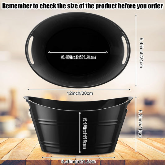 Patelai 6 Pcs Ice Buckets Bulk, Plastic Ice Buckets with Handles, Oval Storage Tub, Large Capacity Drink Tub for Party Bar Wine Beer Champagne Beverage Bottle Cooler(4.5 Liter,Clear)