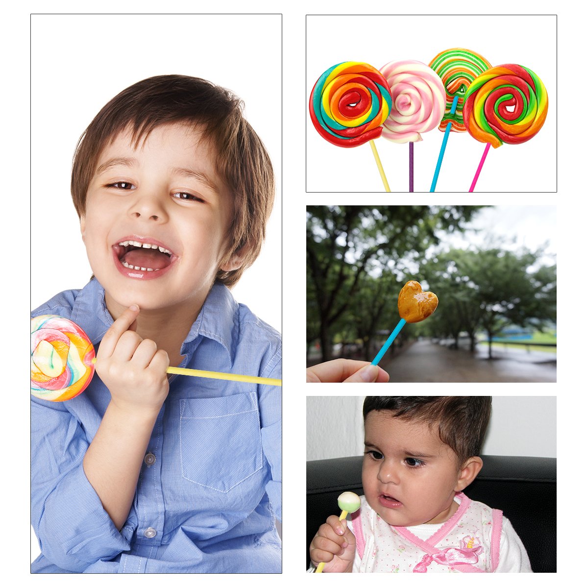 BEFORYOU 6 Inch Cake Pop Sticks Set Pack of 300, Each of 100 Pieces Parcel Bags, Colorful Treat Sticks, Colorful Metallic Wire for Lollipops Candies Chocolates and Cookies