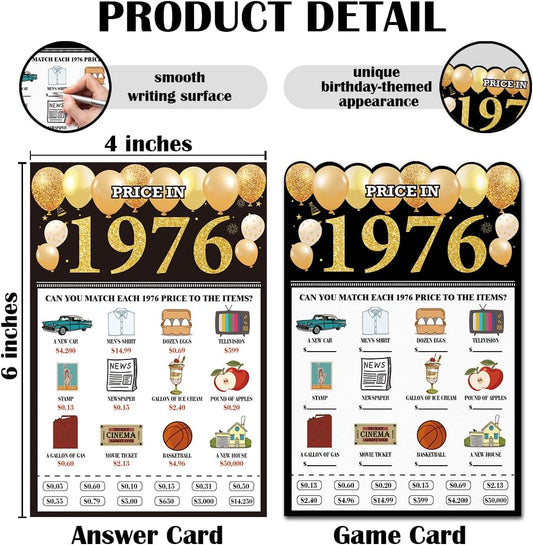 30 Pcs 50th Birthday Party Games Cards Favors Price in 1976 50 Year Old 50th Birthday Party Favors for Guests