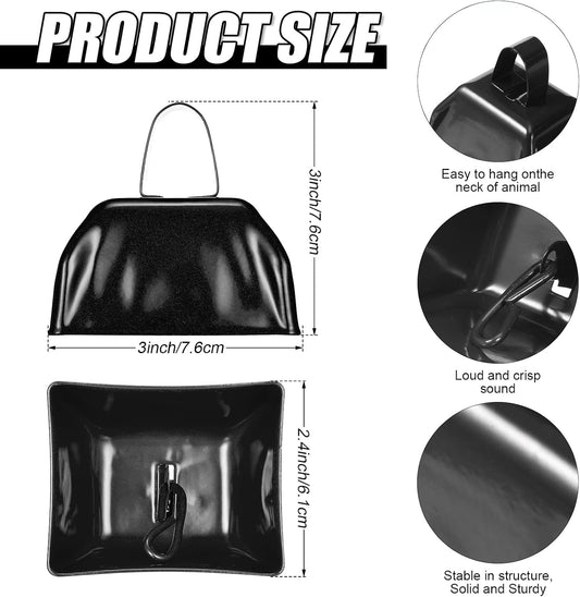 24 Pcs Metal Cowbell with Handle Cow Bells Noise Makers for Sporting Events Small Loud Noisemaker Cow Bell for Wedding Cheering Football Games, 3 x 2.8 x 2.5 Inch(White)