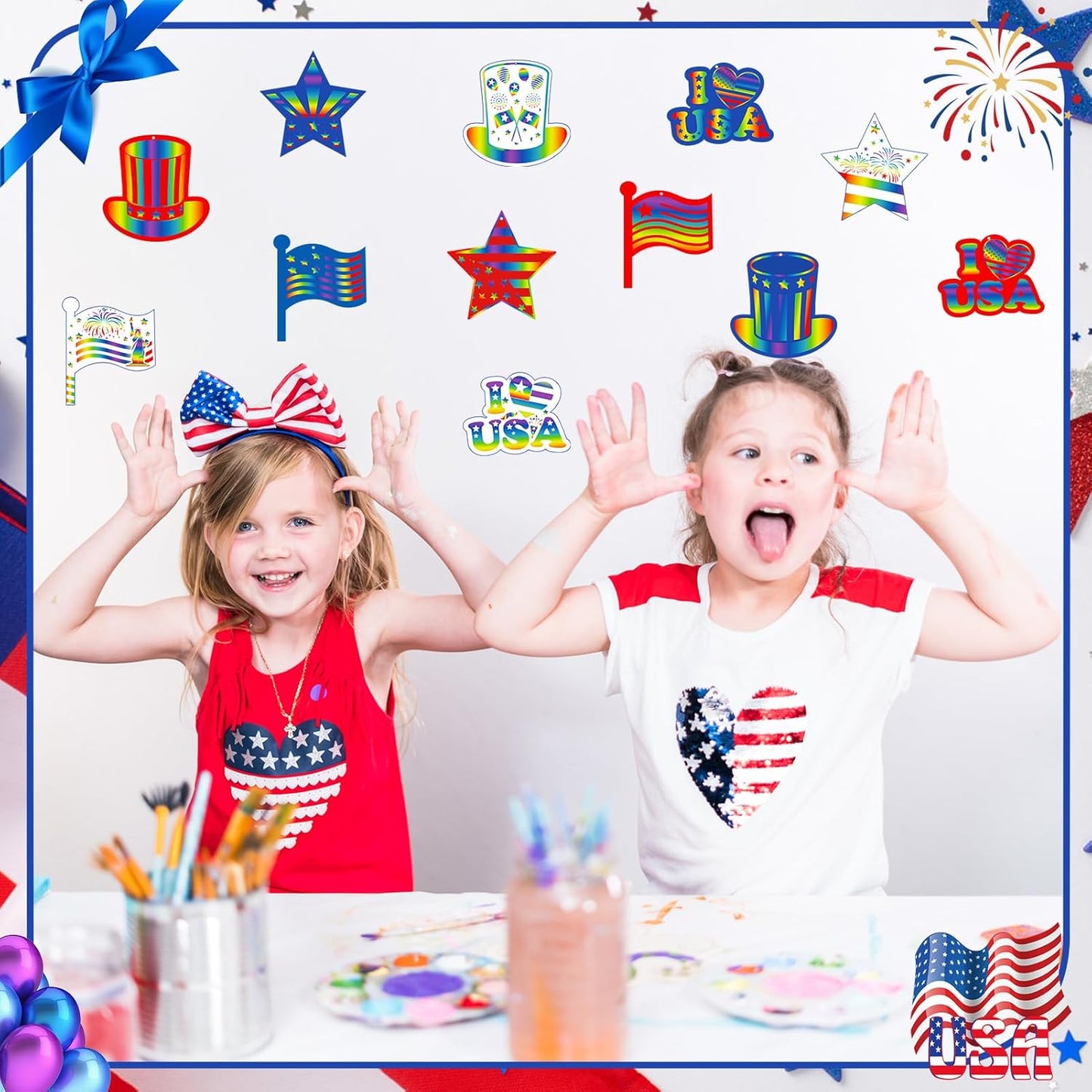 HOWAF 36pcs USA Patriotic Crafts 4th of July 250th Annicersary Scratch Paper Art Kit, Red White Blue Rainbow Scratch Off Cards for 1776-2026 School DIY Drawing Project Supplies