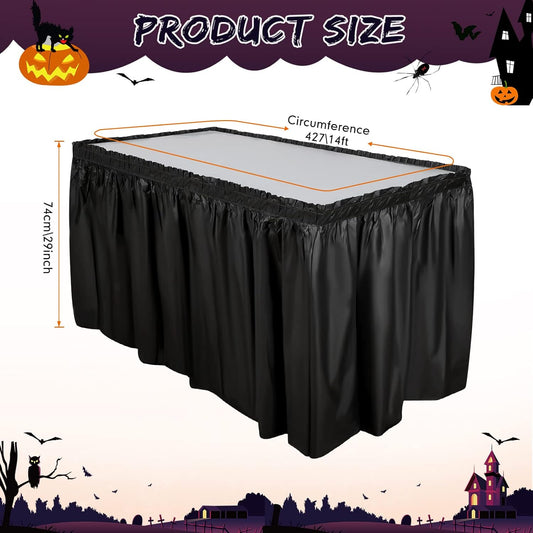 Breling 4 Pcs Plastic Table Skirt 29 Inches x 14 ft Disposable Table Skirt for Rectangle Tablecloth Wedding Shower Birthday Party Banquet(Black)