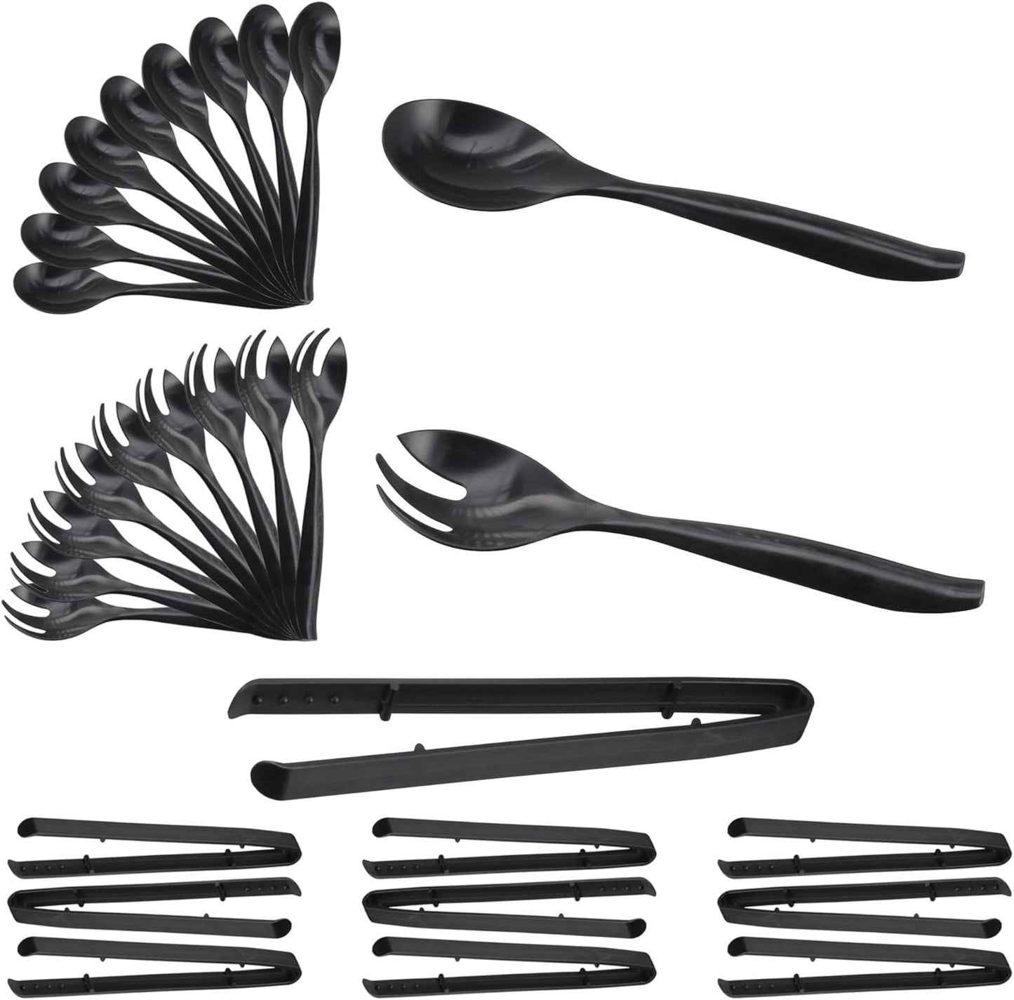 Sterno Serving Utensils, Disposable Set for Parties & Catering Buffet Supplies, Plastic Party Serving Forks, Spoons & Tongs (30pcs)