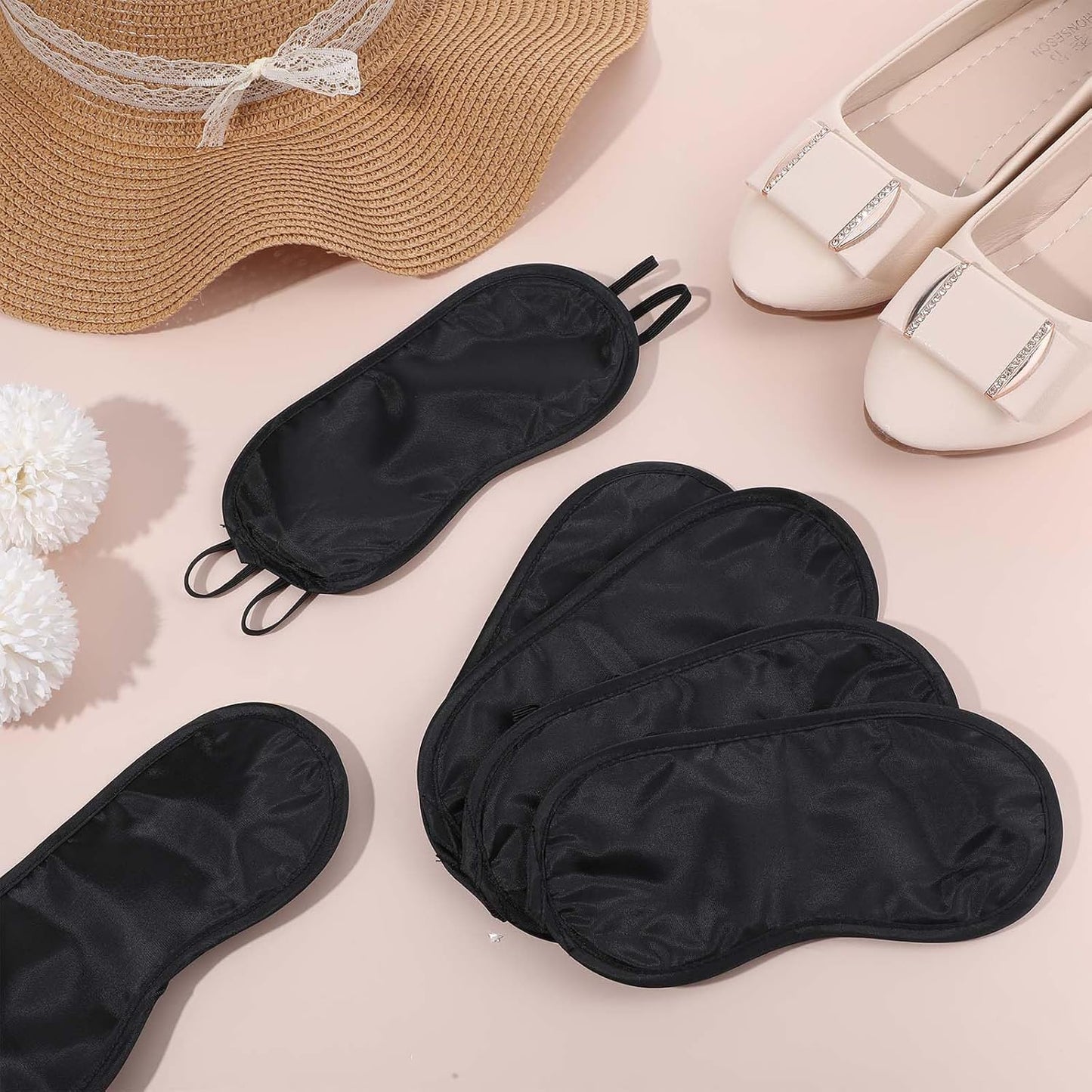 12Pcs Blindfolds for Party Games, Blackout Sleep Mask for Travel, Blindfold Silk Eye Mask with Straps, Soft Breathable Eye Covers for Sleeping Side Sleeper(Black)