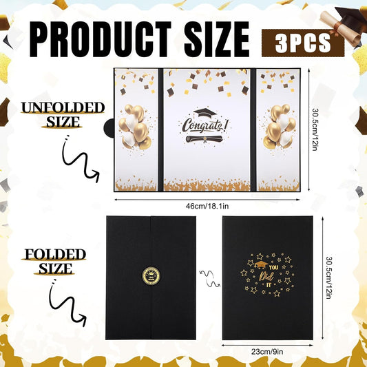 Engrowtic 3 Pcs Graduation Guest Book 2026 Black Gold Graduation Party Decorations Congratulations Graduates Signature Guest Book for Class of 2026 Men Women College High School Graduations Gift Card