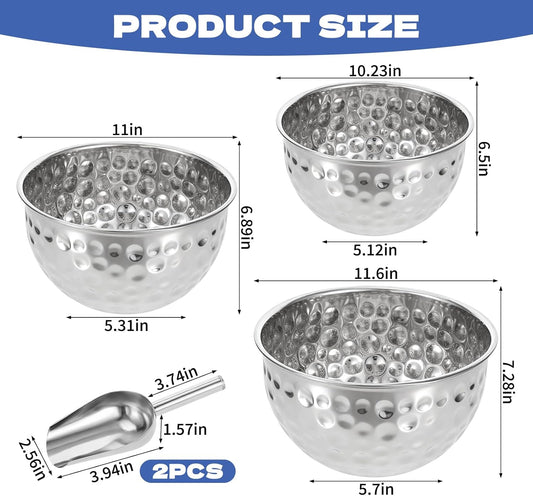3 Pack Ice Bucket 4.6/6/7.5L Stainless Steel Beverage Tub with 2 Scoop Leak-Proof Wine Bucket Large Metal Ice Buckets for Parties Champagne Bucket for Cocktails Beer Juice, Dishwasher Safe
