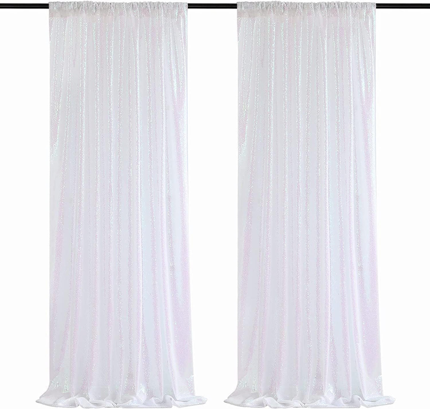 Poise3EHome Black Sequin Backdrop Curtains, 2 Panels 2FTx8FT Glitter Photo Booth Backdrop for Halloween Birthday Bachelorette Wednesday Twilight Party Decorations