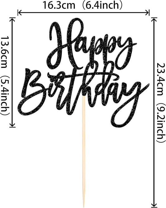 ZHUOWEISM 1 PCS Gold Happy Birthday & Anniversary Cake Topper
