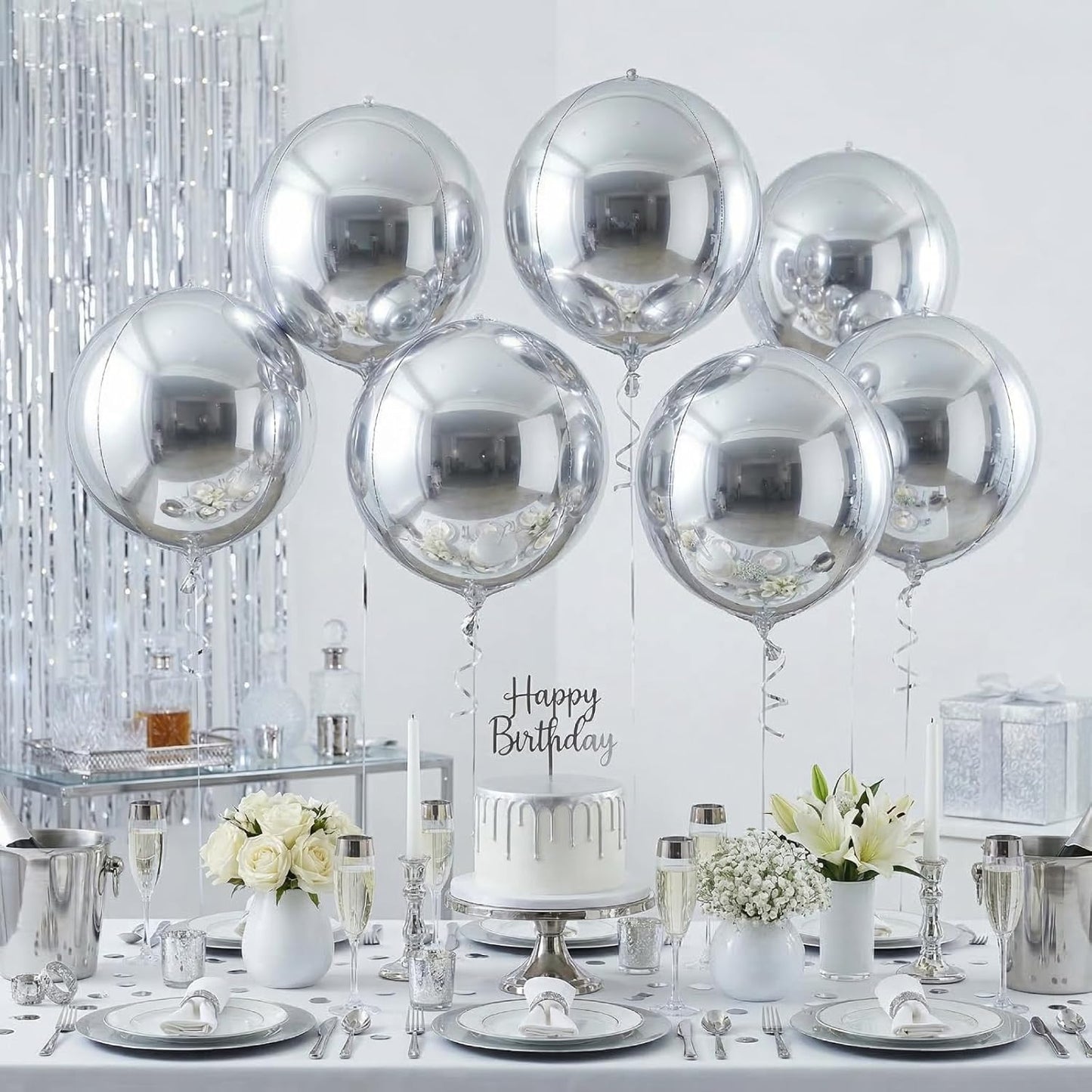 Metallic Gold Round Foil Balloons, 22" Large 4D Sphere Mylar Ball Balloons 6PCS, for Graduation Prom Birthday Wedding Anniversary Disco Party Decorations