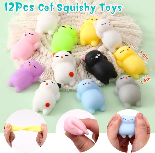 Winrayk Cat Party Favors Birthday Supplies for Kids Girls, Squishy Toy Straw Mini Bubble Wand Keychain Slap Bracelet Sticker, Classroom Pinata Filler Goodie Bag Stuffer Cat Themed Party Favors Decor