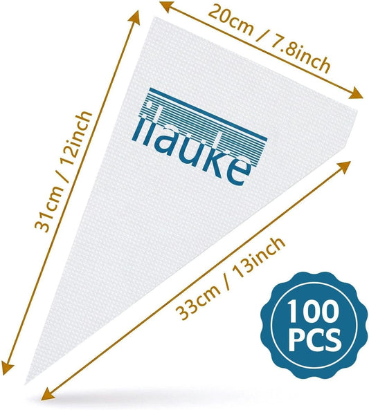 ilauke Piping Bags, 100 Pcs Pastry Bags 13 Inch Anti Burst Disposable Cake Icing Bag, Durable Non-Slip Icing Piping Bag for Cake Cream Frosting Cookie, Dessert Decorating Supplies Easy to Squeeze