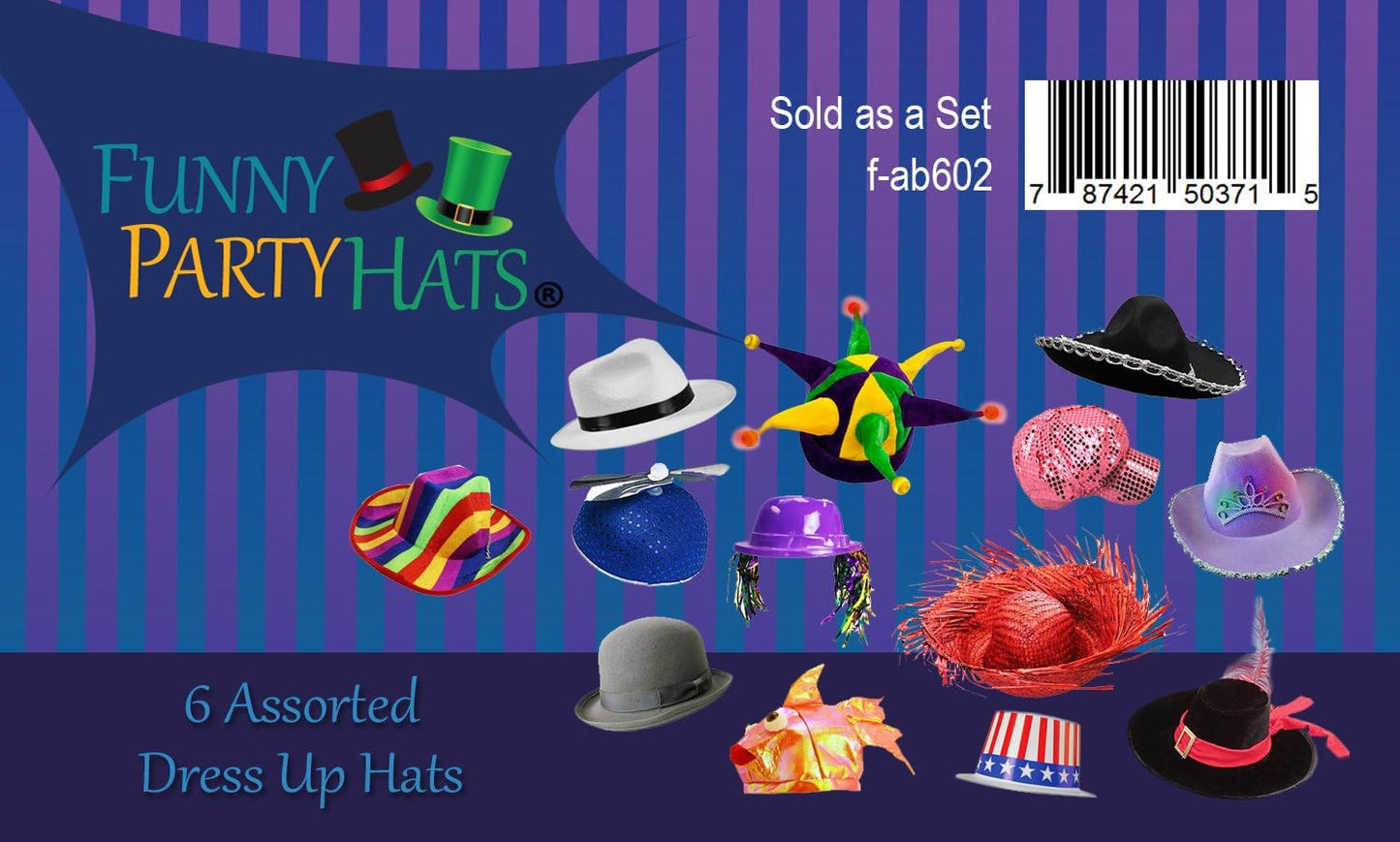 Funny Party Hats 6 Assorted Dress Up Costume & Party Hats