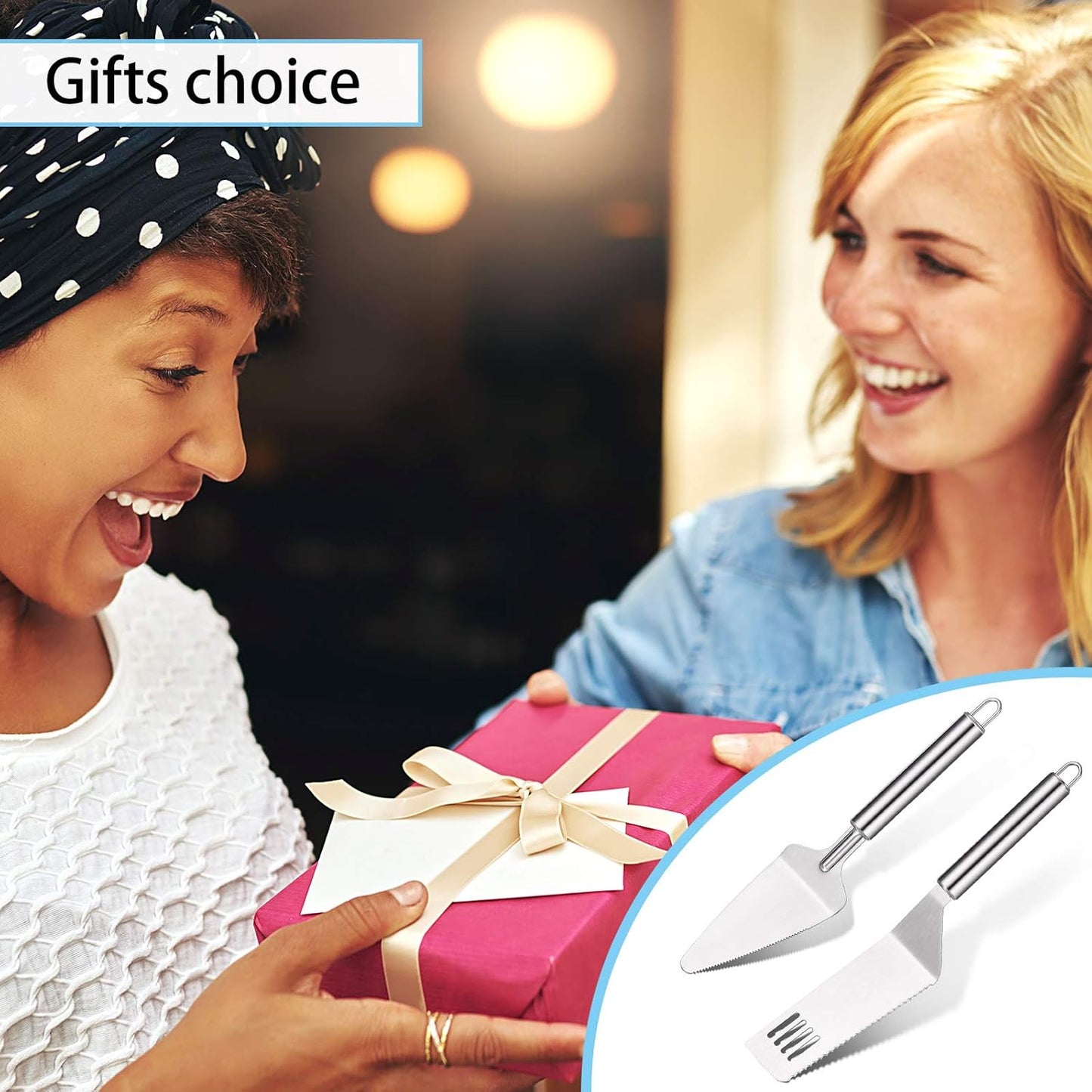 Patelai 2 Pieces Pie Server Set Multi-function Stainless Steel Cake Spatula Knife Stainless, Cake Spatula for Pie Lasagna Cutting (Packing Enhanced Version)