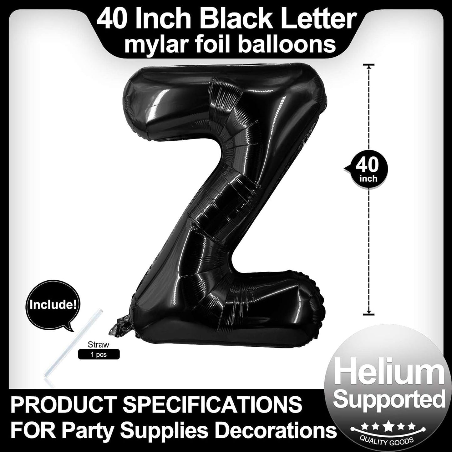 40 Inch Black Letter A Balloons, DIY Phrase Foil Alphabet Letter A Balloons DIY Word A Banner for Birthday Anniversary Celebration Graduation Party Supplies Decoration