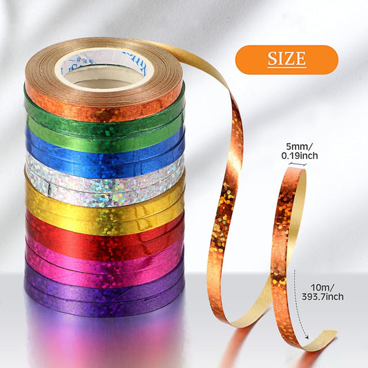 Shappy 15 Rolls Curling Ribbon 1/5" Wide x 11 Yards Total 165 Yards Balloon String Curly Shiny Metallic Roll Assorted Colors for Art Craft Gift Wrapping Florist Wedding Festival Decor(Glossy Color)