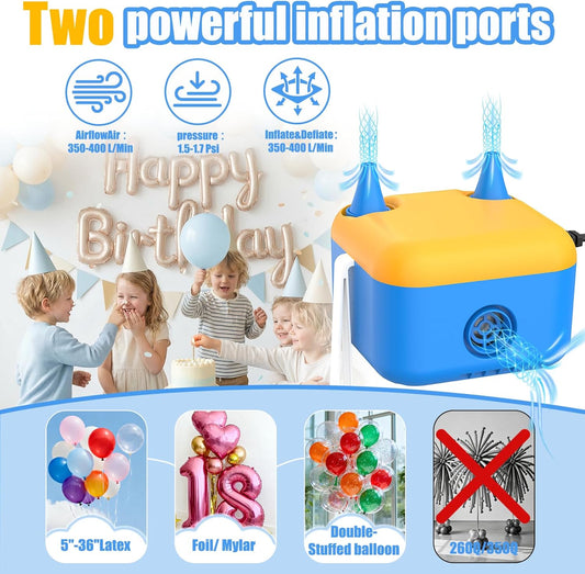 Electric Balloon Pump,6 in 1 Multifunctional Inflator with 6 Nozzles & Extension Tube,Fast Inflator Deflator Air Blower for Balloons,Party Decoration,Pool Floats Air Mattress,Inflatables & Vacuum Bags
