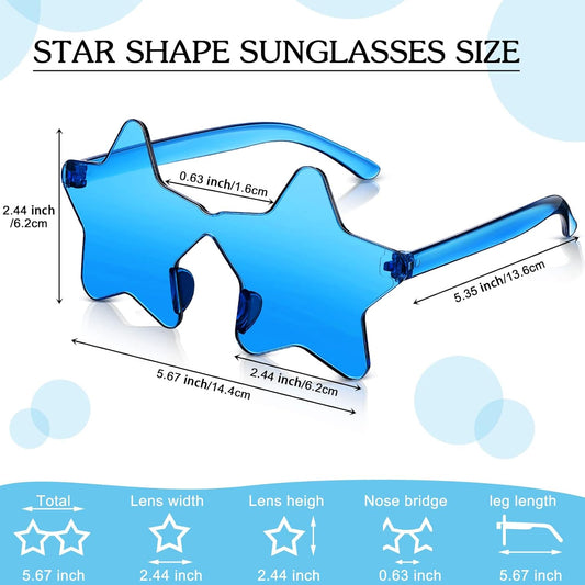 Cindeer 40 Pairs Rimless Star Shape Sunglasses Colorful Transparent Sunglasses Pentagram Glasses for Adult