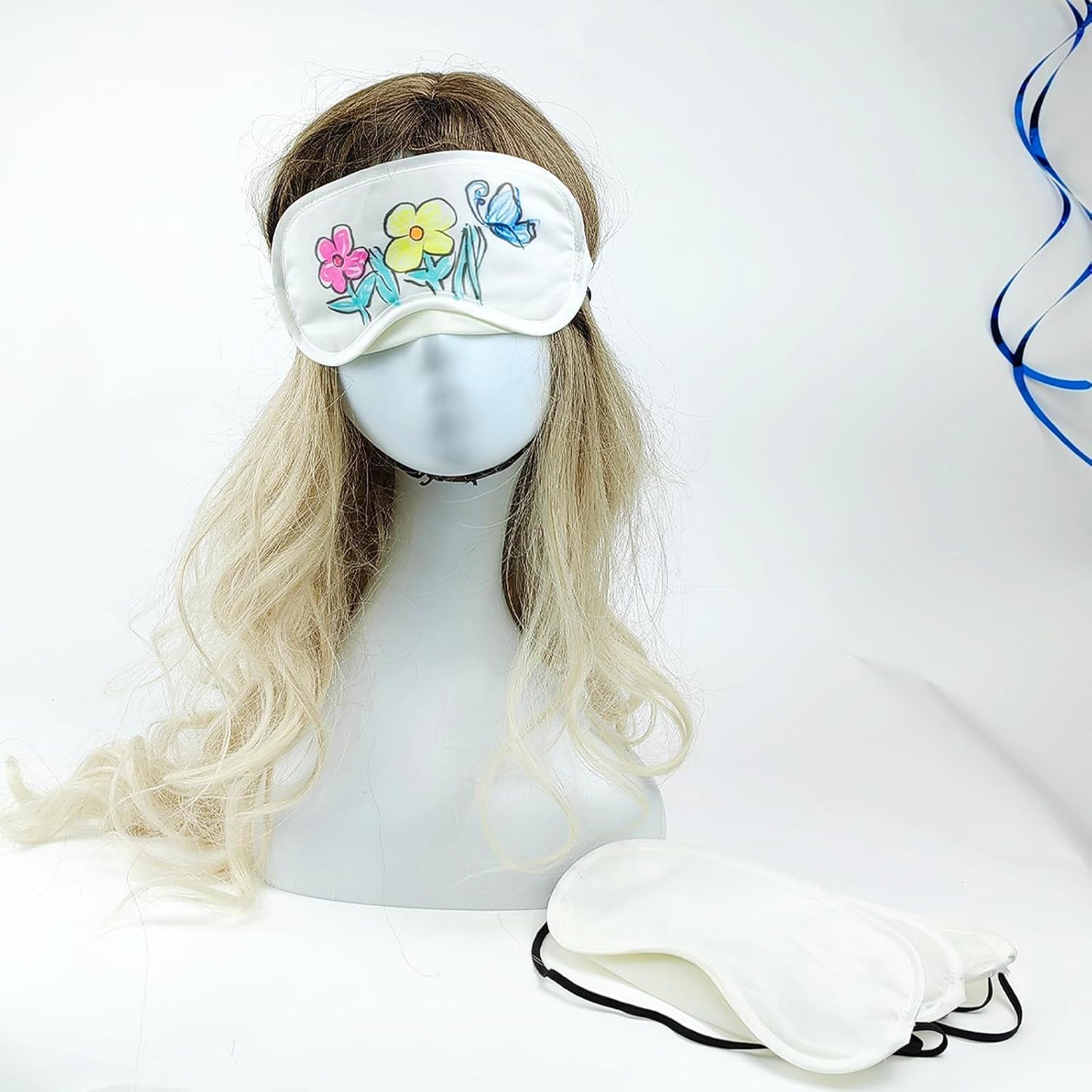 REDANHA 20 PCS White Eye Mask with 10 PCS Fabric Marker Pens Sleep Mask Slumber Party Favors for Party Games Sleep White Soft Shade Blindfold Eye Covering