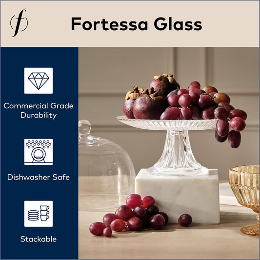 FORTESSA Jupiter Beaded Hobnail Glass Vintage Themed Collection, 13 Inch Vintage Cake Stand, Dishwasher-Safe, Glass Cake Stand, Pink