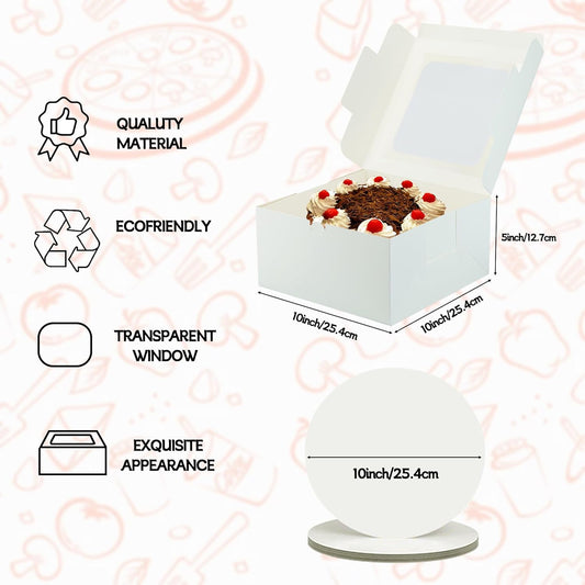 30pcs Cake Boxes with Window,10x10x5 Inches Bakery Boxes Treat Cookie Dessert Boxes Pastry Box for Cake,Chocolate Covered Strawberries,Cupcakes,Donuts,Baked Goods