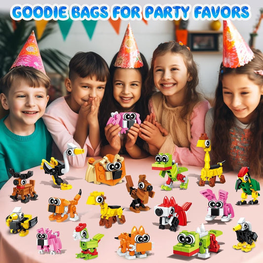 INSOON 30 Animals Pack Party Favors for Kids, 750 PCS Animals Building Block Toy for Goodie Bag Stuffers Classroom Student Prizes Mothers Day Children's Day Birthday Gifts for Boys Girls Ages 6+