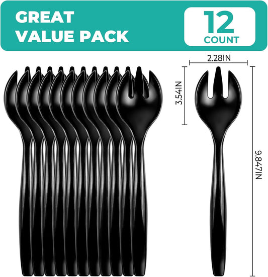 CXPSINC Disposable Plastic Serving Utensils Set 18-Piece, Including 6 Clear Plastic Serving Spoons, 6 Tongs & 6 Forks, Disposable Serving Utensils For Catering Buffets Events (Clear, 18pcs Utensils)