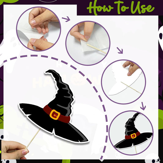 Halloween Photo Booth Props Kit, 24Pcs Photo Props & Selfie Frame for Halloween Photos Decoration, Vampire Skull Witch Photo Booth Props Kit for Women & Men, Trick or Treat Party Supplies