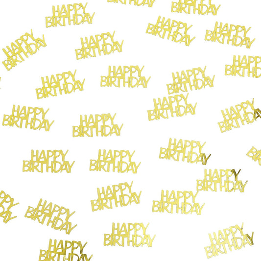 Gold Happy Birthday Confetti, Table Paper Scatter Golden Birthday Decorations for Party (0.03 lbs)