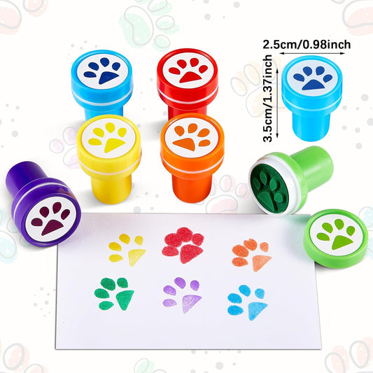 48 Pcs Dog Paw Print Stamp Self Inking Stamps Teacher Mini Stamps Colorful Party Favors Assorted Stamp Set for Classroom Party Educational Learning Activities
