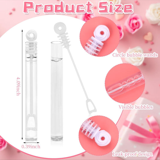 LOAVER 40 Pcs Mini Bubble Wands Bulk for Wedding,White Circle Party Favor Bubble Sticks for Wedding Reception Send Off Birthday Anniversary Celebration Summer Toys Party Supplies