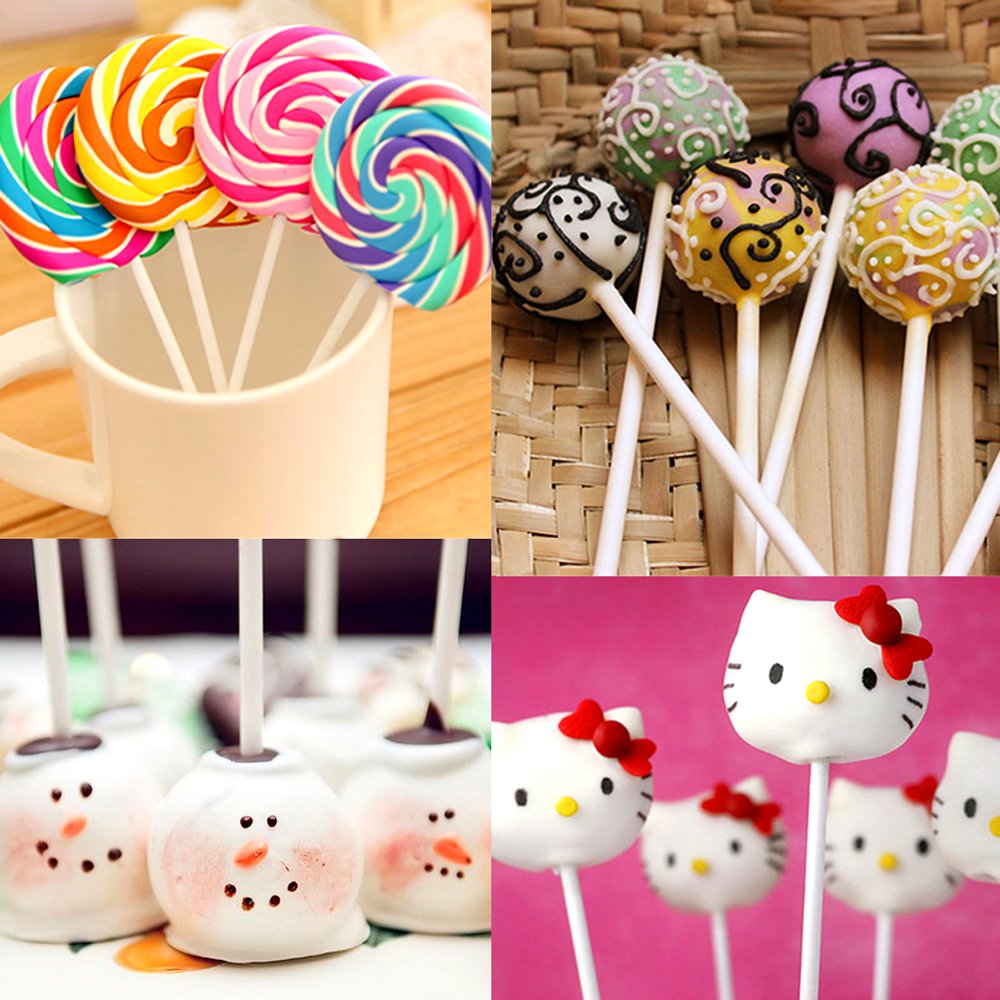 Augshy 300Pcs 6 Inch Cake Pops Making Tools - 100Pcs Cake Pop Sticks, Bags and Twist Ties