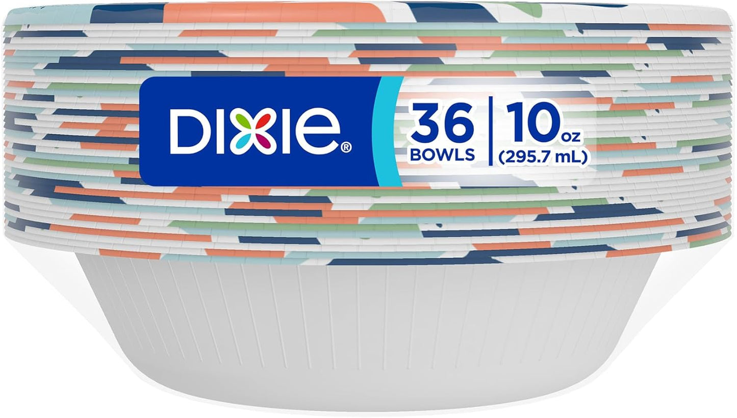 Dixie Small Paper Bowls, 10 Oz, 72 Count, Microwave-Safe, Soak-Proof, Disposable Bowls Great For Snacks, Dessert, And Light Lunch Meals