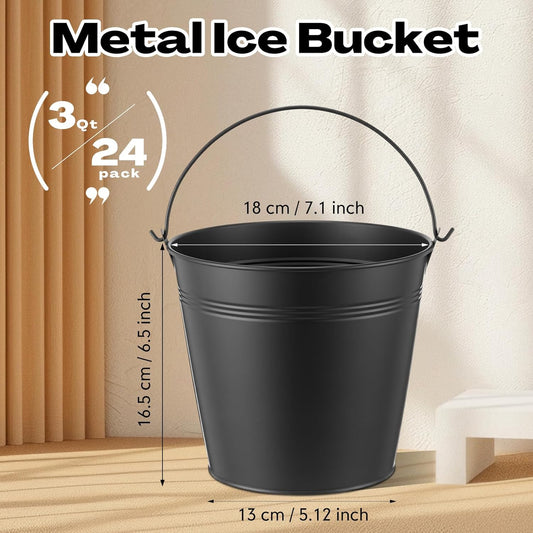 Didaey 24 Pcs Metal Beer Bucket Bulk Ice Bucket Ice Pails with Handle Champagne Soda Party Beverage Chiller for Summer Picnic Pool Wedding Party Supplies Wine Champagne Bar (7.1 x 6.5 x 5.1",Gold)