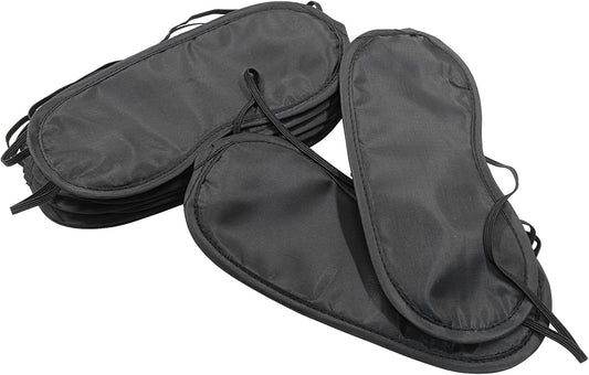 12 PCS Satin Games Sleep Mask Eye Mask Sleep Blindfold Men & Women Night Eyeshade Travel Nap Team Building Games(Black)
