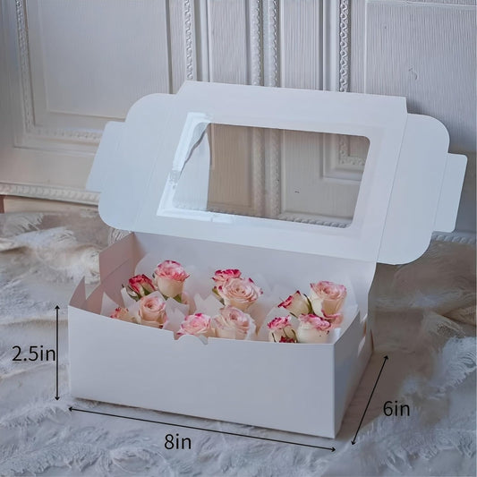 8x6x2.5In 20pcs White Cookie Boxes with Window, Pastry Boxes for Gift Giving, Treat Boxes for Bread, Donuts, Valentine's Day, Women's Day, Mother's Day, Christmas, and Holiday Gatherings.