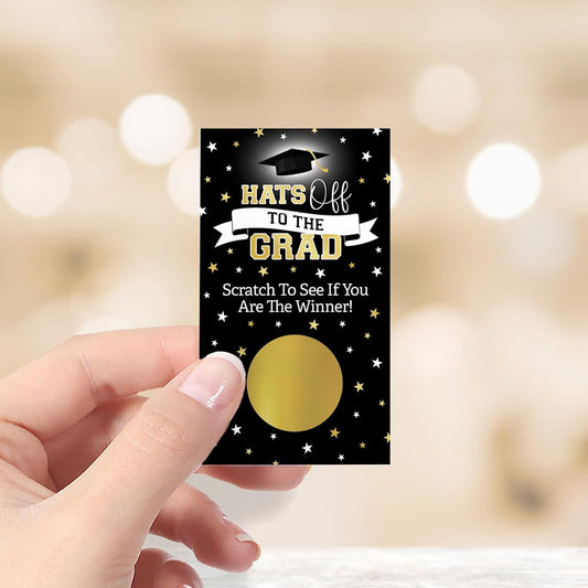 DISTINCTIVS Scratch Off Graduation Party Game, Black and Gold, Graduation Games for Parties Class of 2026, 30 Cards